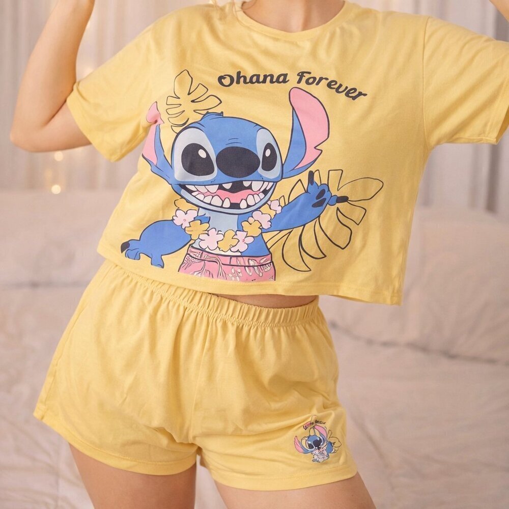 Disney LILO and STITCH size XL Yellow Women's Lounge Set with cute graphic
